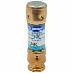 Class RK5, time-delay cylindrical fuse from the FLNR Series. Rated 30 A at 250 V AC and 125 V DC. Non-indicating design. Suitable for branch-circuit protection of motors, transformers, and other inductive loads in industrial control panels and distribution equipment.