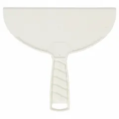 This disposable spreading tool features a plastic blade with a tapered shape and a polypropylene handle. It is designed for light-duty tasks such as applying and smoothing putty, spackle, or filler on surfaces. Suitable for construction, drywall finishing, and maintenance work where a disposable tool is preferred.