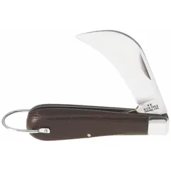 This manually-opening folding knife features a 2 3/4 in blade and a plastic handle. With a closed length of 3 1/2 in and an overall length of 6 1/4 in, it is suited for cutting tasks in electrical, construction, and general industrial applications where a non-conductive handle is preferred.
