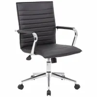 BOSS Office Chair: Black, Vinyl Material, 19 1/2 in Back Ht, 20 in Seat Wd, 18 in Seat Dp (MPN B9533C-BK)