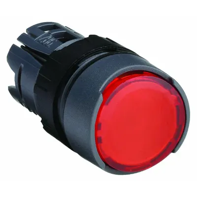 SCHNEIDER Flush Push Button: Red, 16 mm Mounting Size, Non-Metallic - Illuminated Flush-Mount Push-Button Operators
