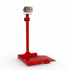 Imperial drum scale with 2500 lb capacity and 0.5 lb readability. Features a 24 in x 24 in carbon steel platform and RS-236 connection port. Weighing units in lb/oz. Suitable for weighing drums and containers in industrial environments.