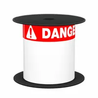 Pre-Cut Label Stock Roll: Danger, Red Header, 3 in x 5 in, Vinyl, Red/White, Indoor/Outdoor (MPN BMSLT35DANGB)