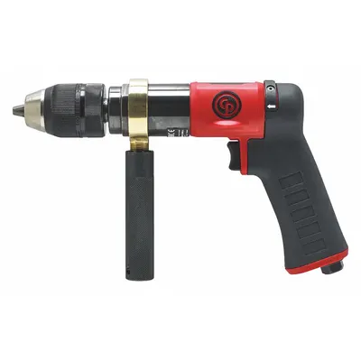 CHICAGO PNEUMATIC Air-Powered Drill: 1/2 in Chuck, Light Duty, 800 RPM, 0.5 hp, Keyless - Pistol-Grip Air-Powered Drills