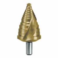 RUKO TOOLS Step Drill Bit: 7/8" to 1-3/8", TiN-Coated HSS, 3-Flats Shank (MPN 101706T)