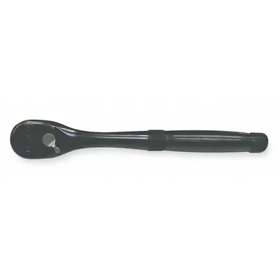 PROTO Hand Ratchet: Pear, Reversible, 10 1/2 in Overall Lg, Black Oxide, 8° Min Arc Swing - Standard-Head Ratchets