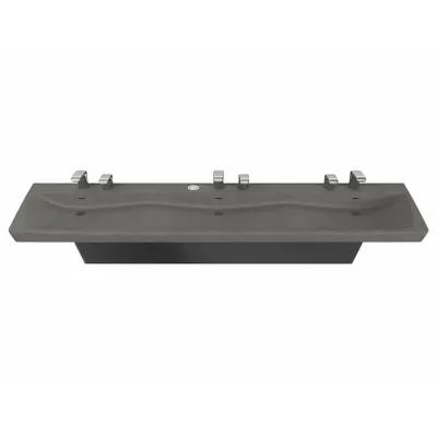 BRADLEY Bathroom Sink: Express, Graphite, Terreon, Sensor, 85 1/4 in Overall Lg - Three-Station Wall-Mounted Bathroom Sinks with Faucets