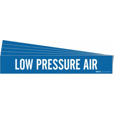 BRADY Pipe Marker: Low Pressure Air, Blue, White, Fits 8 in and Larger Pipe O.D. - Low Pressure Air Adhesive Pipe Markers