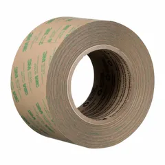This general-purpose adhesive transfer tape features a transparent acrylic adhesive on a polycoated kraft paper liner. With a repositionable bond type, it allows alignment before permanent adhesion. Suitable for bonding films, foils, and plastics in industrial assembly and signage applications.