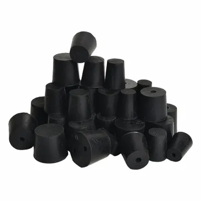 UNITED SCIENTIFIC SUPPLIES Rubber Stopper Size 00, Black, 2 Holes, RST00-H2 - Rubber Stoppers