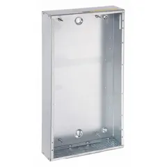 Surface-mount steel enclosure for Square D NQ Series panelboards. Rated NEMA 1 for indoor use, accommodates up to 400 A and 42 spaces. Compatible with single-phase interior 1D917 and three-phase interior 22P075. Suitable for commercial and industrial electrical distribution systems.