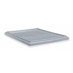 Plastic lid designed to fit AKRO-MILS tote model 35240. Provides secure closure for stacking and nesting totes in material handling and storage applications. FDA compliant for use in food-contact environments.