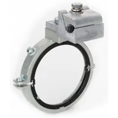 Steel split grounding bushing with insulated throat, tin electro-plated and zinc plated finish. Trade size 2 1/2 in. Used to terminate and ground metal conduit or cable to enclosures, providing a low-impedance path for fault currents in electrical systems.