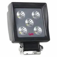 Square LED floodlight with black housing and bracket mount. Features blunt cut wires for electrical connection. Suitable for use on heavy-duty vehicles such as garbage trucks and tow trucks to illuminate work areas, loading zones, and roadside operations