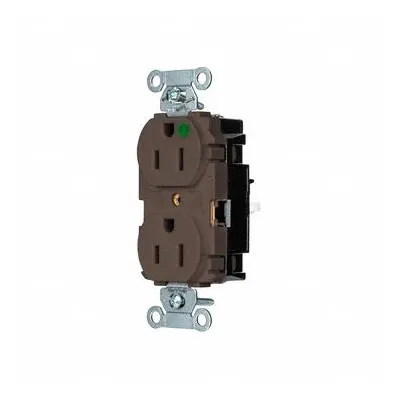 HUBBELL Receptacle: Hospital Grade, Duplex, 5-15R, Brown, 125V AC, 15 A - General Purpose Receptacles