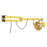 Articulating dock light with a 40-inch folding arm and 180° swivel angle. Operates at 120V AC and supports bulbs up to 150/300 W (bulb not included). Designed for targeted illumination in loading dock areas