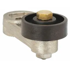 Rotary lever roller actuator for limit switches with offset roller position and 2-inch arm/operator length. Used in industrial automation to detect position or presence of moving parts in conveyors, packaging, and material handling systems.