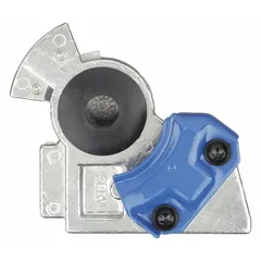 Aluminum service gladhand with 3/8"-18 thread and 37° flare, rated for 120 psi maximum working pressure at 70°F. Designed for connecting air brake lines in heavy-duty trucking applications. Does not include a shut-off.