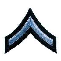 HEROS PRIDE Embroidered Patch: PFC, 3 in, Black/Gray, Polyester/Rayon, Rank Insignia, 1 PR (MPN 5415P)