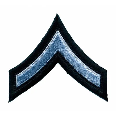 HEROS PRIDE Embroidered Patch: PFC, 3 in, Black/Gray, Polyester/Rayon, Rank Insignia - Embroidered Insignia