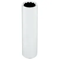 WESTWARD Socket: Metric, 3/8 in Drive Size, 15 mm Socket Size, 12-Point, Deep, Chrome, Socket (MPN 53YT93)