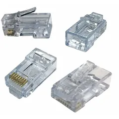 Clear RJ45 pass-through modular plug for terminating solid, round Cat6 cable. The pass-through design allows wire ends to extend through the connector for easy alignment before crimping. Supplied in a 50-pack. Compatible with simplex fiber applications.