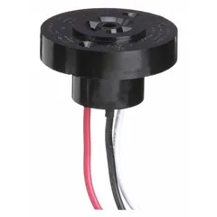 Turn-locking receptacle for mounting photocells in industrial lighting control applications. Includes a mounting screw for secure installation. Used to enable automatic on/off control of outdoor or area lighting based on ambient light levels.