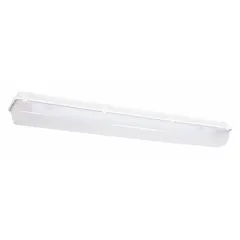 This LED linear fixture delivers 4,900 lumens at 5000K color temperature with a fixture wattage of 47 W. It operates on 120 to 277V AC and has a white finish. Designed for parking garages, canopies, and covered walkways, it provides bright, uniform illumination for commercial and industrial environments.