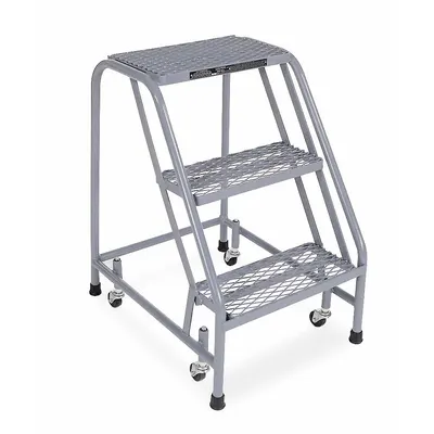 COTTERMAN Step Stool: 2.5 ft Overall Ht, 450 lb Load Cap, 3 Steps, Stainless Steel - Rolling Step Stools