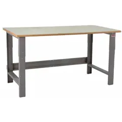Open-base workstation with a 60 in x 30 in gray particleboard top. Overall load capacity of 1,600 lb. Suitable for industrial assembly, maintenance, and light fabrication tasks in workshops and warehouses.