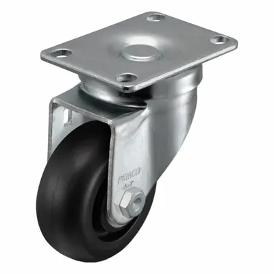 PEMCO Plate Caster: Swivel, No Brake, Polyolefin, 3 in Wheel Dia, 1 1/4 in Wheel Wd - Light-Duty Plate Casters
