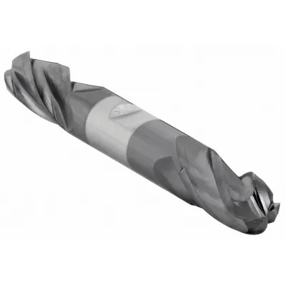 CLEVELAND Ball End Mill: Carbide, TiAlN Coated, Double End, 4 Flute, 1/2" Mill Dia - Double-End Carbide Ball End Mills