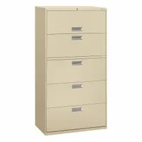 HON Lateral File Cabinet with Drawer: Putty, 5 Drawers, 64 1/4 in Overall Ht, 18 in Overall Dp (MPN H685.L.L)