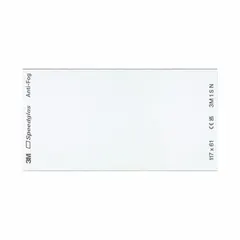 Clear inside protection plate for 3M Speedglas G5-03E welding helmets. Shields the main lens from spatter and debris. Each pack includes five plates measuring 4-5/8 in length and 1/32 in width. Compatible with manufacturer model number 09-0300-52.
