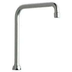 This double-bend faucet spout is constructed of brass with a polished chrome finish. It features a swivel arc design and delivers an aerated flow at 2.2 gpm. Mounting hardware is included. Suitable for use in commercial kitchens, laboratories, and restrooms where a flexible, durable spout is required.