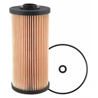 Cartridge-type diesel fuel filter with cellulose media and attached grommet. Outside diameter 3 3/4 in, inside diameter 1 1/16 in. Used in fuel systems to remove contaminants from diesel fuel