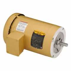 Totally enclosed fan-cooled (TEFC) 3-phase AC motor with C-face mounting. Delivers 2 hp at 1755 RPM on 208-230/460V AC, drawing 6.8/3.4 A full load current. Suitable for pumps, fans, conveyors, and machine tools requiring a compact footless mount.