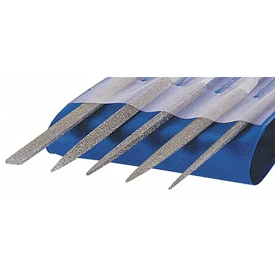 STRAUSS Needle File Set: Equaling/Half Round/Round/Square/Triangular, 140 mm Lg without Tang - Diamond-Coated Needle File Sets