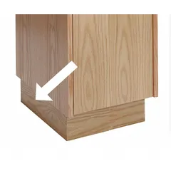 End-position pedestal base for standard locker installations. Constructed from furniture-grade plywood with veneer in a Red Oak finish and lacquer coating. Footplate width is 3/4 in. Supports one base per pedestal.