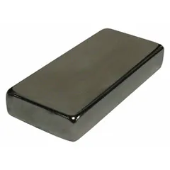 Neodymium block magnet with a maximum pull force of 25 lbf. Measures 0.25 in thick and 11/16 in overall width. Suitable for holding, lifting, and positioning ferrous parts in fixturing, assembly, and material handling tasks.