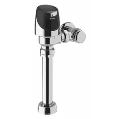 Solar-powered automatic toilet flush valve with 1.28 gpf, designed for exposed installation with an 11 1/2 in rough-in and top spud location. Suitable for commercial restrooms requiring water-efficient, hands-free operation.
