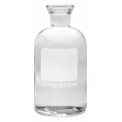 WHEATON Bottle: 300 mL, Stopper, 143 mm, Colorless, Un-Numbered, Wide Mouth Size - Glass Lab BOD Bottles