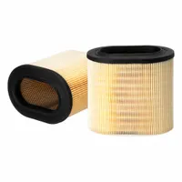 Round, radial seal engine air filter with 10 13/32 in overall length. Designed for Mitsubishi vehicles. Removes airborne contaminants from intake air to protect engine components