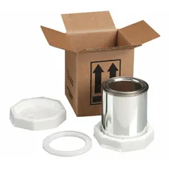 This POLAR TECH shipping kit is a 275# rated container designed to hold four 1 qt paint cans. It is constructed from brown corrugated material and meets UN/USA D.O.T. Approved Containers standards with a UN Rating Solid of 4G/Y1.8/S. Suitable for packaging and transporting paint cans in compliance with hazardous material regulations.