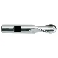 This TiN-coated cobalt ball end mill features a 5/16" diameter, 3/4" length of cut, and 3-5/16" overall length with 2 flutes. Designed for general-purpose milling, it is suitable for contouring, slotting, and profiling in mold and die work, as well as machining steel and non-ferrous materials. The ball nose shape enables smooth 3D surface finishes and radius cutting