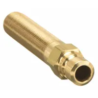 Brass-bodied quick-connect coupling plug for hydraulic systems. Features 1/8"-27 NPTF threads and a maximum flow rate of 11.36 lpm. Used in applications requiring frequent connection and disconnection of fluid lines, such as injection molding and die casting