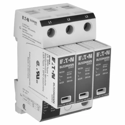 BUSSMANN Delta 480V,3P: Three Phase, 3 Poles, 20 kA Nominal Discharge Current - DIN Rail Internal-Mount SPDs