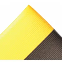 Antifatigue Mat: Ribbed, 2 ft x 6 ft, 1/2 in Thick, Black with Yellow Border, PVC Foam, Beveled Edge (MPN 413S0026BY)