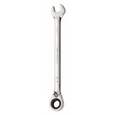 WESTWARD Combination Wrench: Alloy Steel, Chrome, 3/8 in Head Size, 6 1/8 in Overall Lg - SAE 12-Point Ratcheting Combination Wrenches