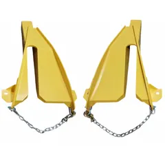 Steel rerailer with straddle design and straddle rail configuration. Used to guide derailed rail cars back onto the track by fitting over the rail for stable lifting and alignment. Suitable for rail yards, industrial sidings, and maintenance facilities.